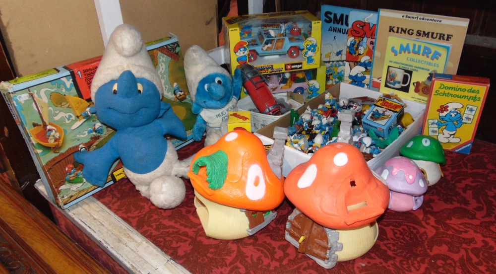 A large collection of Smurfs, the individual characters in a multitude of poses, together with Smurf