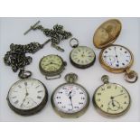 AWW Co, Waltham silver pocket watch, the enamel dial with Roman numerals and subsidiary second dial,