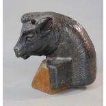 Good cast metal mascot in the form of a bulls head, 15cm high