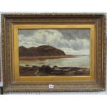 A Lee Rogers - Study of a coastal scene with shipping, oil on canvas, signed and dated 1881, 35 x