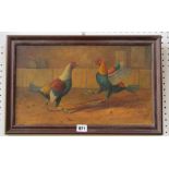 19th century school manner - Study of fighting cocks, oil on board, inscribed Ajax & Sampson, (