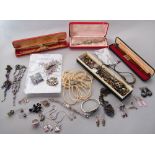 Mixed costume jewellery to include various wristwatches and a collection of silver pieces