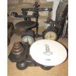 A collection of five vintage domestic weighing scales of varying design