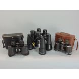 A mixed box of four prismatic binoculars to include ENBEECO 7 x 50 Navigation, Pentax 10 x 50 FUJ