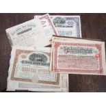 An interesting collection of early to mid 20th century share certificates to include the East Indian