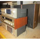 A Hifi separate stacking system comprising a Sansui Integrated Stereo Amplifier - 505, a Sansui