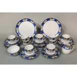 A collection of Japanese Nippon blue and gilt tea wares comprising milk jug, sugar bowl, pair of