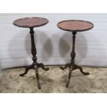 Two similar Edwardian mahogany wine tables in the Georgian manner, one with inlaid detail, raised on