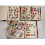 Three stamp albums containing a collection of British and worldwide stamps including Penny Red