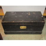 A 19th century stained pine shipwright's tool chest with hinged lid and rope twist side carrying