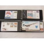 A collection of albums containing R.A.F. and Channel Isles First Day Covers together with a small
