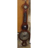 Knight & Son of Northampton walnut barometer thermometer, with silvered dials, 95cm high