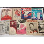 A collection of sheet music dating from the 1920s to the 1950s all with decorative cover