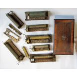 A music box makers workshop lot, to include various movement cylinders, box etc