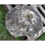A weathered natural stone staddle stone cap, 60cm diameter approx