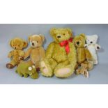 Large Hamley's teddy bear by Merrythought, 24" tall with jointed head and limbs, golden fur, clipped