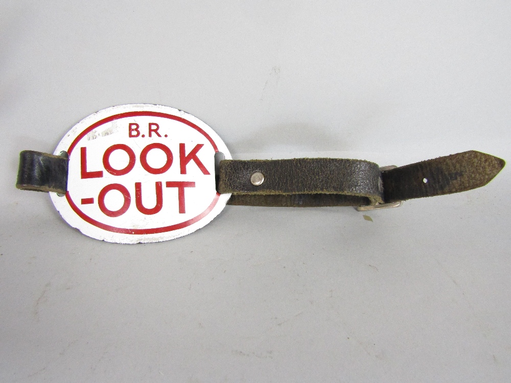 WWII B.R. Lookout enamel blade on original leather strap