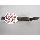 WWII B.R. Lookout enamel blade on original leather strap