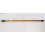 Malacca shafted walking cane, the cast lead novelty knop with faces of King Edward VII and Queen