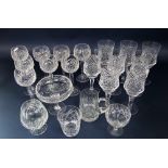 Collection of good quality cut glassware to include thistle shaped goblets and various other tall