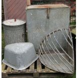 A deep galvanised storage bin corner hay manger, corner galvanised trough with rivet seams,