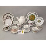 A quantity of Broadhurst dinner and teawares designed by Kathie Winkle patterns including Agincourt,