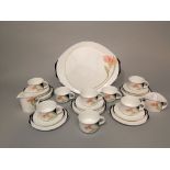 A collection of Villeroy & Boch Iris pattern tea wares comprising oval serving plate, covered