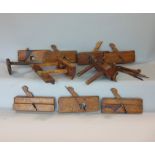 A selection of woodworking planes including moulding and plough examples; together with two