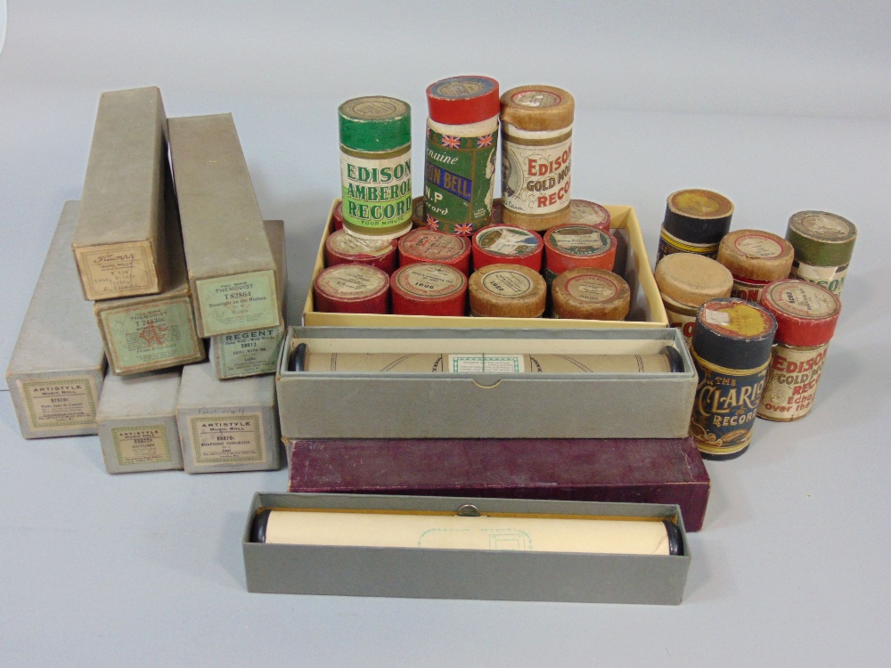 A large collection of Edison and other music rolls to include boxed examples