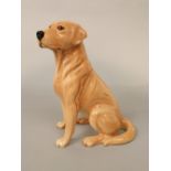 A Beswick fireside model of a seated yellow Labrador with circular printed mark to base paper