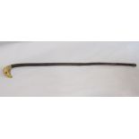 Crook handled naturalist walking stick with carved eagle head knop