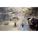 Large mixed collection of mainly cut glasswares to include vases, bowls, decanters, etc