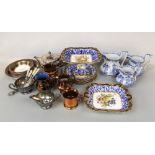 A collection of Hammersley dessert wares with printed fruit detail comprising high comport,