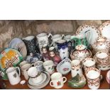 A collection of ceramics including a Royal Winton cheese dish and cover with applied mouse knop,