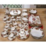 An extensive collection of Royal Albert Old Country Roses pattern dinnerwares including an oval