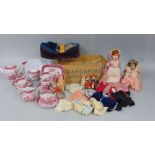 Collection of vintage dolls including a small bisque headed doll with closing eyes by Johann Walther