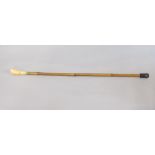 Bamboo shafted walking cane with heavy ivory knop
