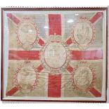 1897 Jubilee Union Jack - Centrally decorated with a panel of Queen Victoria with further panels