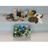 Miscellaneous effects to include a large collection of vintage marbles, hair pieces, perfume bottles