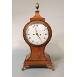 A Regency satinwood and rosewood crossbanded twin fusee balloon head bracket clock, the enamelled