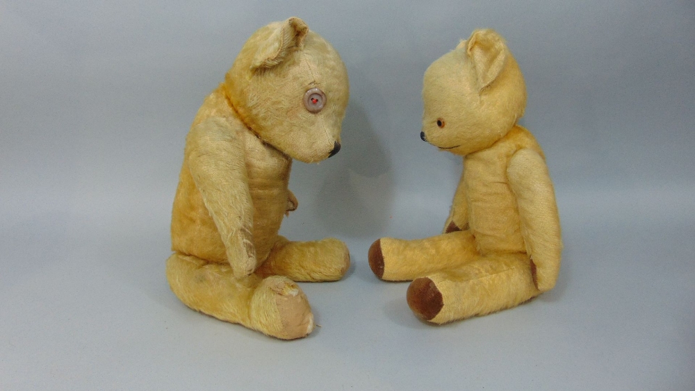 Four vintage teddy bears, all with stitched noses and articulating limbs (one labelled Chad - Image 4 of 4