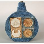 A Troika studio pottery table lamp base of two sided moon shaped form, with applied and painted