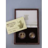 Cased 'Britannia Two Coin Set Proof', containing a £25 and £10 coin, 1987, no.02284