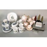 A collection of Susie Cooper Glen Mist pattern wares including tea pot, milk jug, sugar bowl, cake