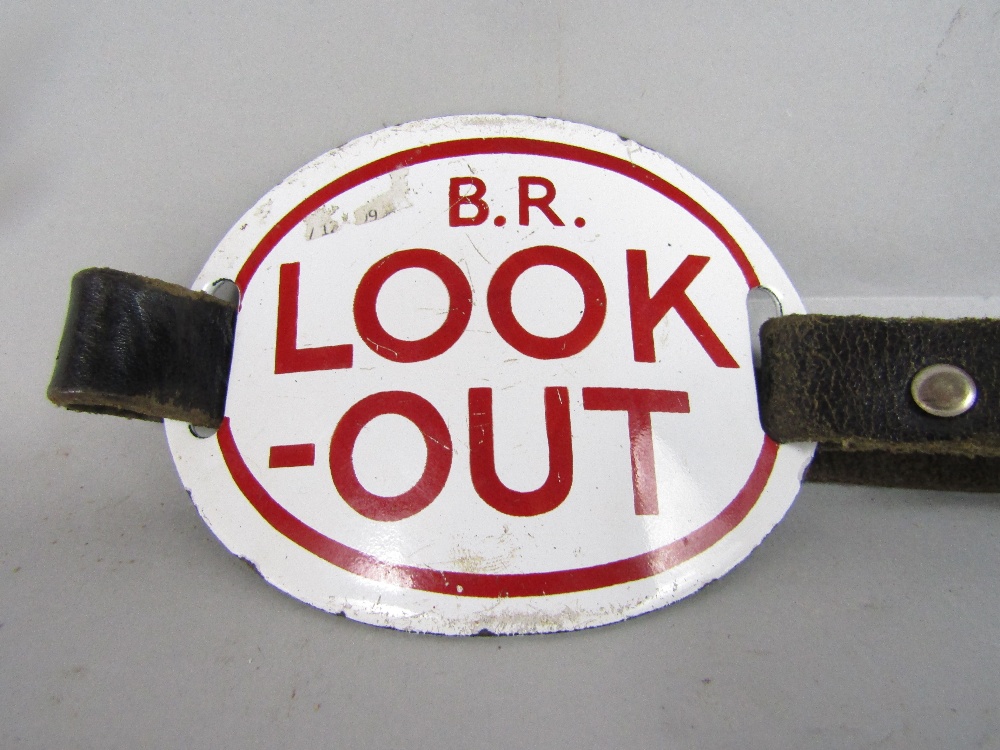 WWII B.R. Lookout enamel blade on original leather strap - Image 2 of 2