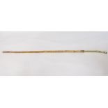 Bamboo shafted walking cane with heavy cast brass finial in the form of a coiled snake