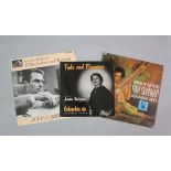 A mixed collection of vinyl LPs including French singer/songwriters, flamenco guitar, sitar,