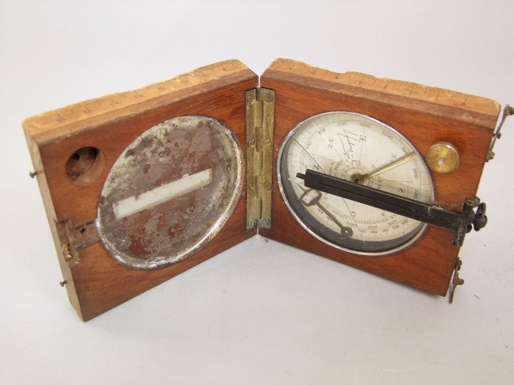 WWI General Peigne Artillery compass with mahogany casework and remains of printed instructions - Image 3 of 3