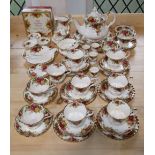 A quantity of Royal Albert Old Country Roses pattern tea wares comprising tea pot, cake plate,