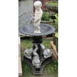 A good quality, probably Victorian, cast iron garden water fountain in the form of a naked